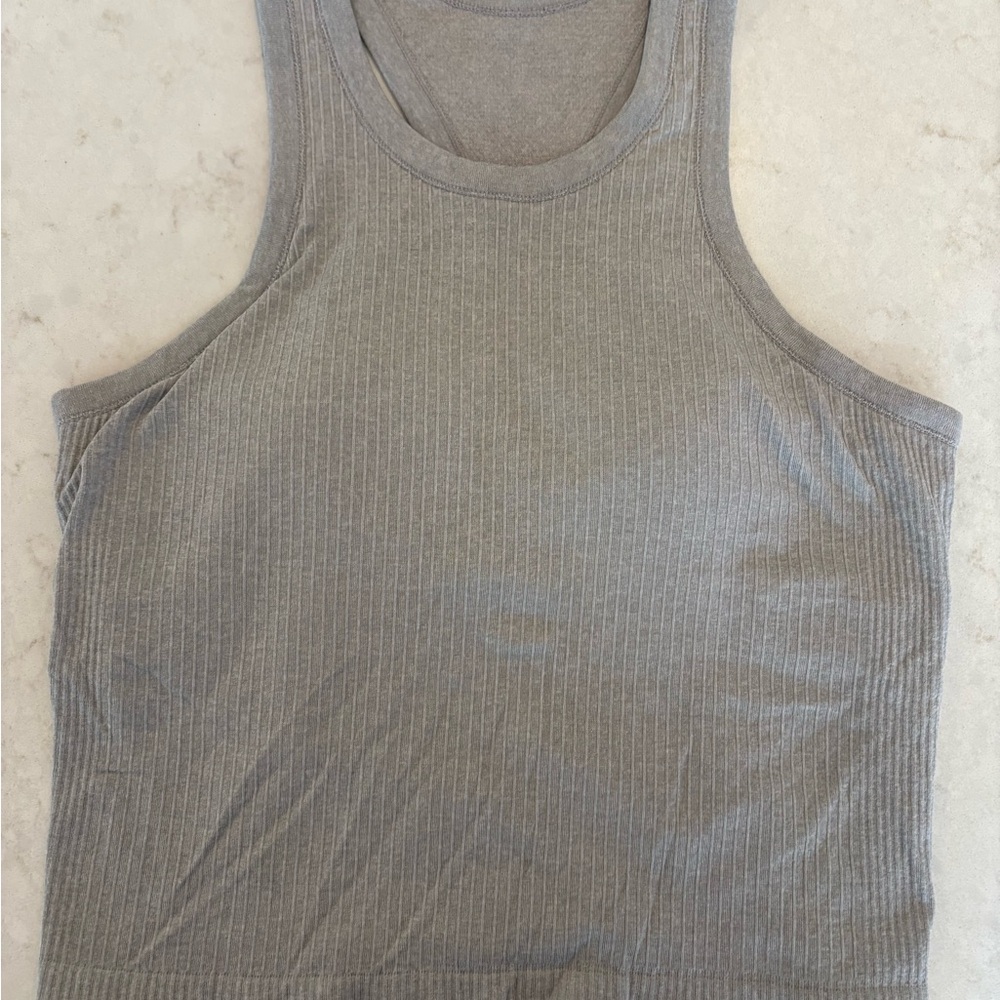 Women's Athletic Gray Ribbed Tank Top